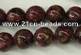 CGO58 15.5 inches 18mm round gold red color stone beads