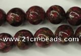 CGO59 15.5 inches 20mm round gold red color stone beads