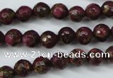 CGO62 15.5 inches 6mm faceted round gold red color stone beads