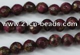 CGO63 15.5 inches 8mm faceted round gold red color stone beads