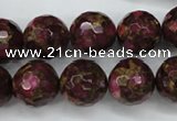 CGO67 15.5 inches 16mm faceted round gold red color stone beads