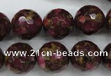 CGO69 15.5 inches 20mm faceted round gold red color stone beads