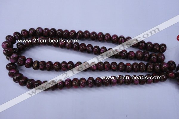 CGO72 15.5 inches 8*12mm rondelle gold red color stone beads