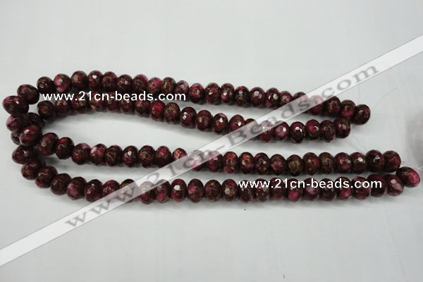 CGO75 15.5 inches 8*12mm faceted rondelle gold red color stone beads