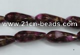 CGO82 15.5 inches 8*20mm faceted teardrop gold red color stone beads