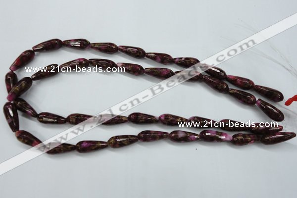 CGO82 15.5 inches 8*20mm faceted teardrop gold red color stone beads