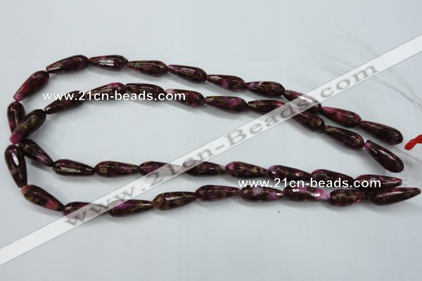 CGO83 15.5 inches 10*30mm faceted teardrop gold red color stone beads