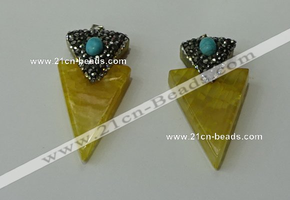 CGP101 30*55mm arrowhead agate gemstone pendants wholesale