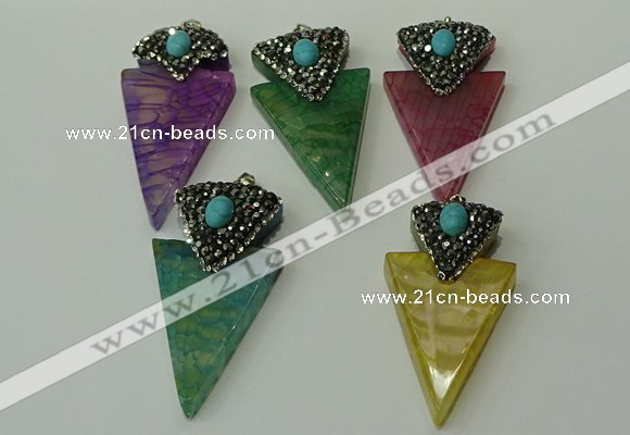 CGP108 30*55mm arrowhead agate gemstone pendants wholesale