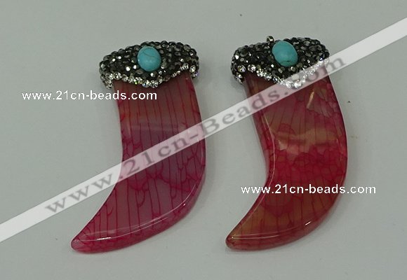 CGP123 25*58mm horn agate gemstone pendants wholesale