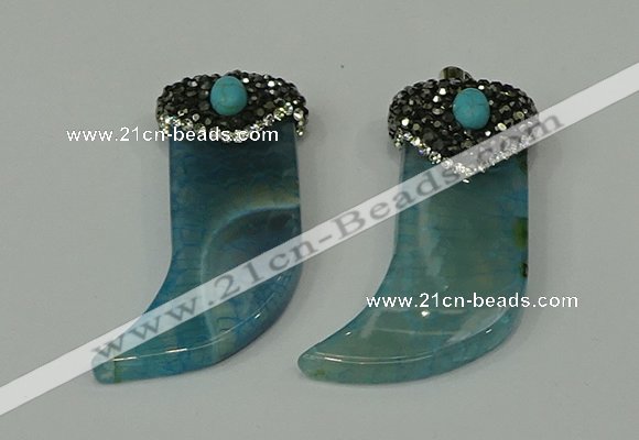 CGP124 25*58mm horn agate gemstone pendants wholesale
