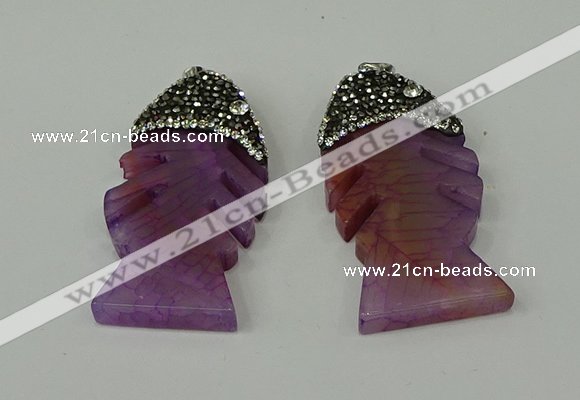 CGP132 25*48mm fishbone agate gemstone pendants wholesale