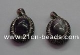 CGP1510 18*25mm oval amethyst gemstone pendants wholesale