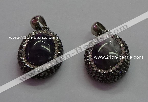 CGP1510 18*25mm oval amethyst gemstone pendants wholesale