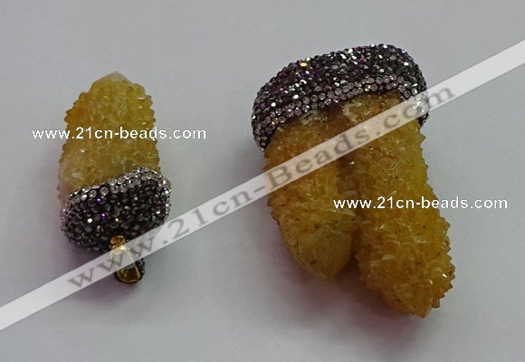 CGP1532 20*40mm - 30*50mm nuggets druzy quartz pendants