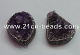 CGP1538 30*40mm - 35*45mm freeform druzy amethyst pendants