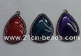 CGP1547 40*60mm flat teardrop agate pendants wholesale