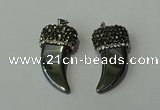 CGP155 20*38mm horn hematite gemstone pendants wholesale