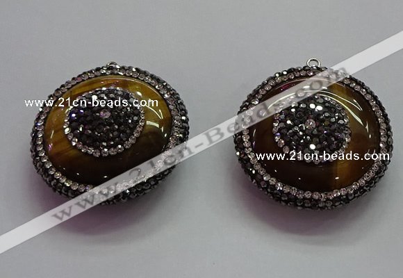 CGP1573 35mm coin yellow tiger eye pendants wholesale