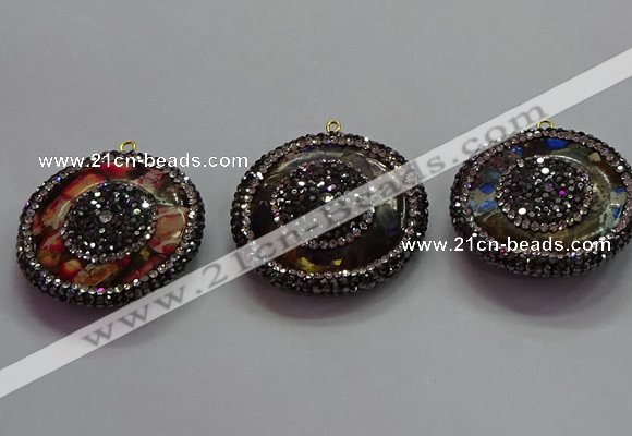 CGP1575 35mm coin sea sediment jasper pendants wholesale