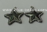 CGP158 40*40mm star hematite gemstone pendants wholesale