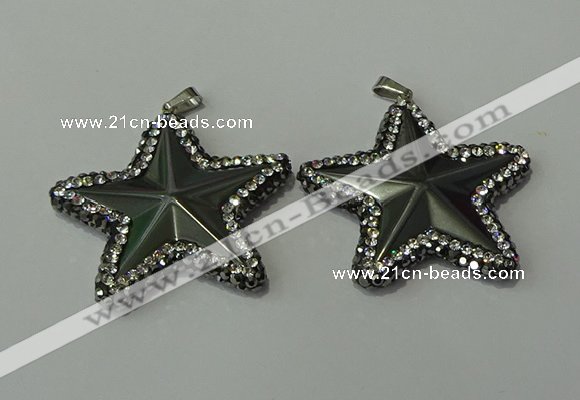 CGP158 40*40mm star hematite gemstone pendants wholesale