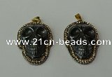 CGP159 25*35mm skull hematite gemstone pendants wholesale