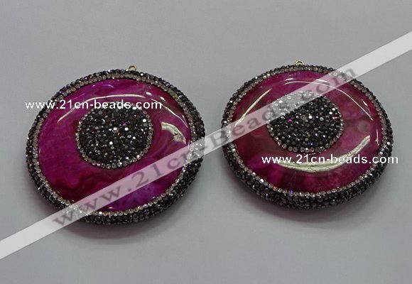 CGP1590 55mm coin crazy lace agate pendants wholesale