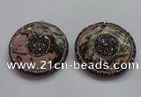 CGP1592 55mm coin rhodonite gemstone pendants wholesale