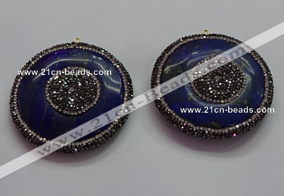 CGP1593 55mm coin lapis lazuli gemstone pendants wholesale