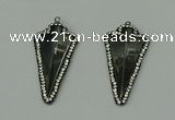 CGP163 22*45mm arrowhead hematite gemstone pendants wholesale