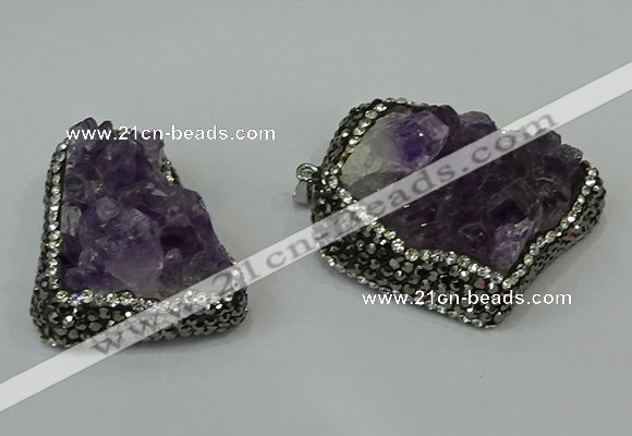 CGP219 30*40mm - 35*45mm freeform druzy amethyst pendants