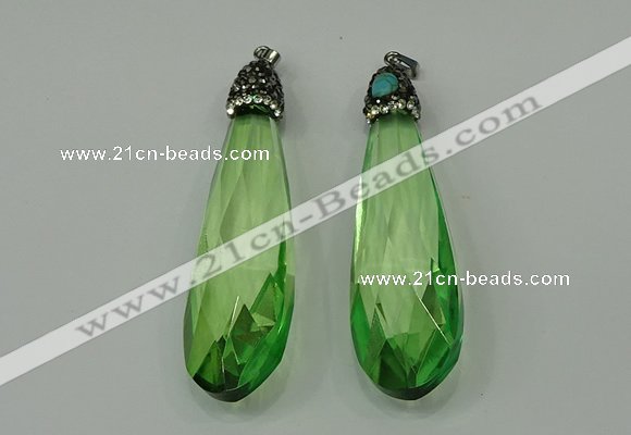 CGP237 20*80mm faceted teardrop crystal glass pendants wholesale