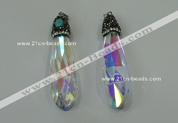 CGP240 17*70mm faceted teardrop crystal glass pendants wholesale