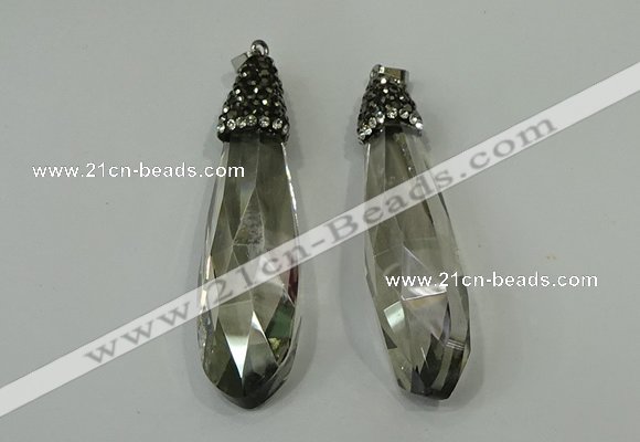 CGP241 17*70mm faceted teardrop crystal glass pendants wholesale