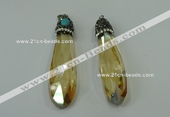CGP242 17*70mm faceted teardrop crystal glass pendants wholesale