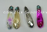 CGP249 17*70mm faceted teardrop crystal glass pendants wholesale