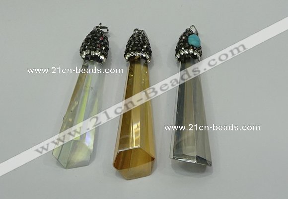 CGP253 15*65mm sticks crystal glass pendants wholesale