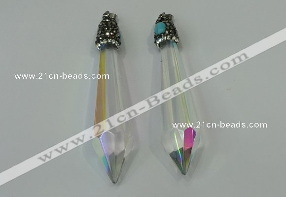 CGP260 16*80mm sticks crystal glass pendants wholesale