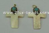 CGP280 35*55mm cross pearl shell pendants wholesale