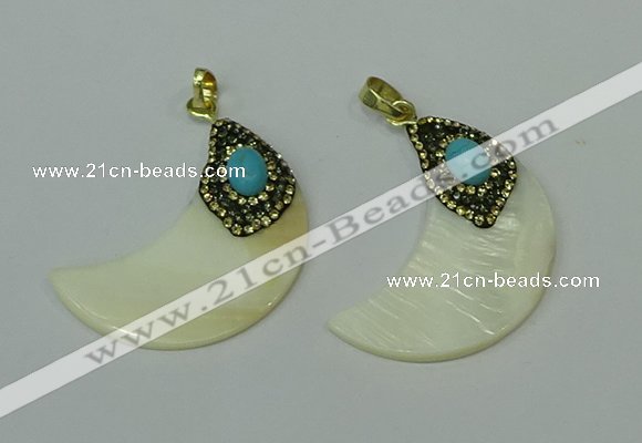 CGP281 20*40mm moon pearl shell pendants wholesale