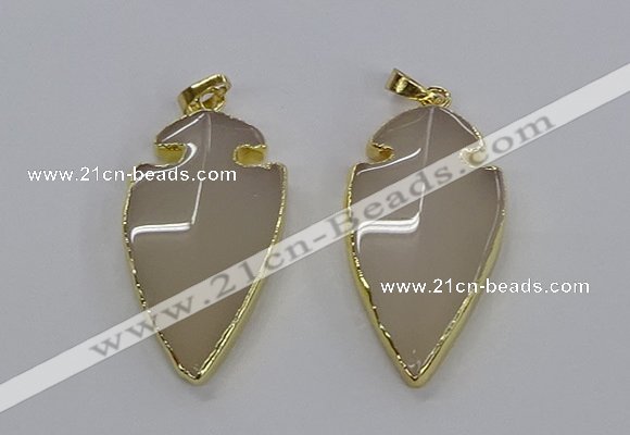 CGP3001 22*45mm arrowhead agate gemstone pendants wholesale