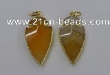 CGP3002 22*45mm arrowhead agate gemstone pendants wholesale