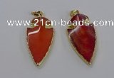 CGP3004 22*45mm arrowhead agate gemstone pendants wholesale