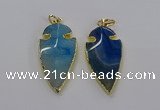 CGP3005 22*45mm arrowhead agate gemstone pendants wholesale