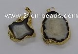 CGP3010 30*40mm - 35*45mm freeform druzy agate pendants