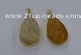 CGP3016 28*50mm flat teardrop fossil coral pendants wholesale