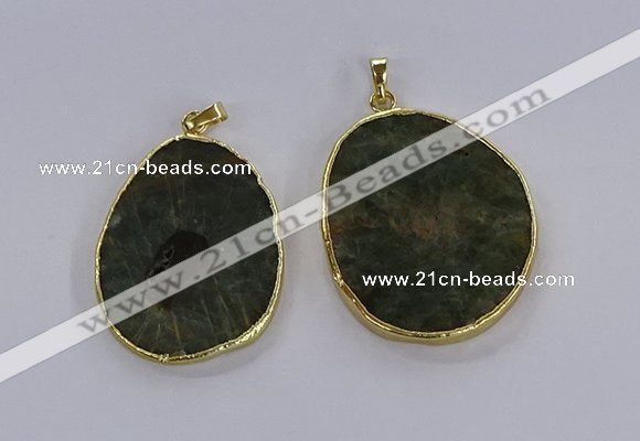 CGP3018 30*40mm - 40*45mm freeform green tourmaline pendants
