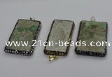 CGP3023 30*60mm - 40*60mm rectangle green apple jasper pendants