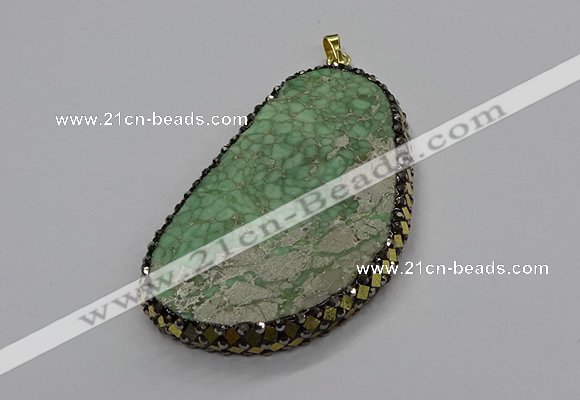 CGP3026 35*50mm - 40*65mm freeform green apple jasper pendants